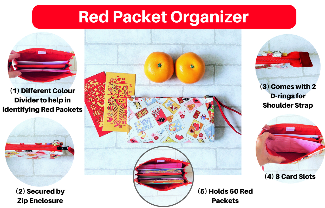 SLIM Red Packet Organizer | Ang Pow Organiser | Slim Organiser 70 Red Packets | Slim CNY Design 33B45