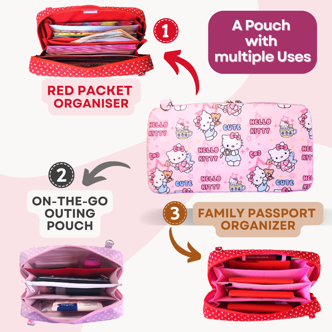 Handmade All-in-One Organizer | Travel Organizer | Stationery Organizer | Passport Organizer | Weekend Pouch | Red Packet Organizer | WATERPROOF Super Organizer 1B07