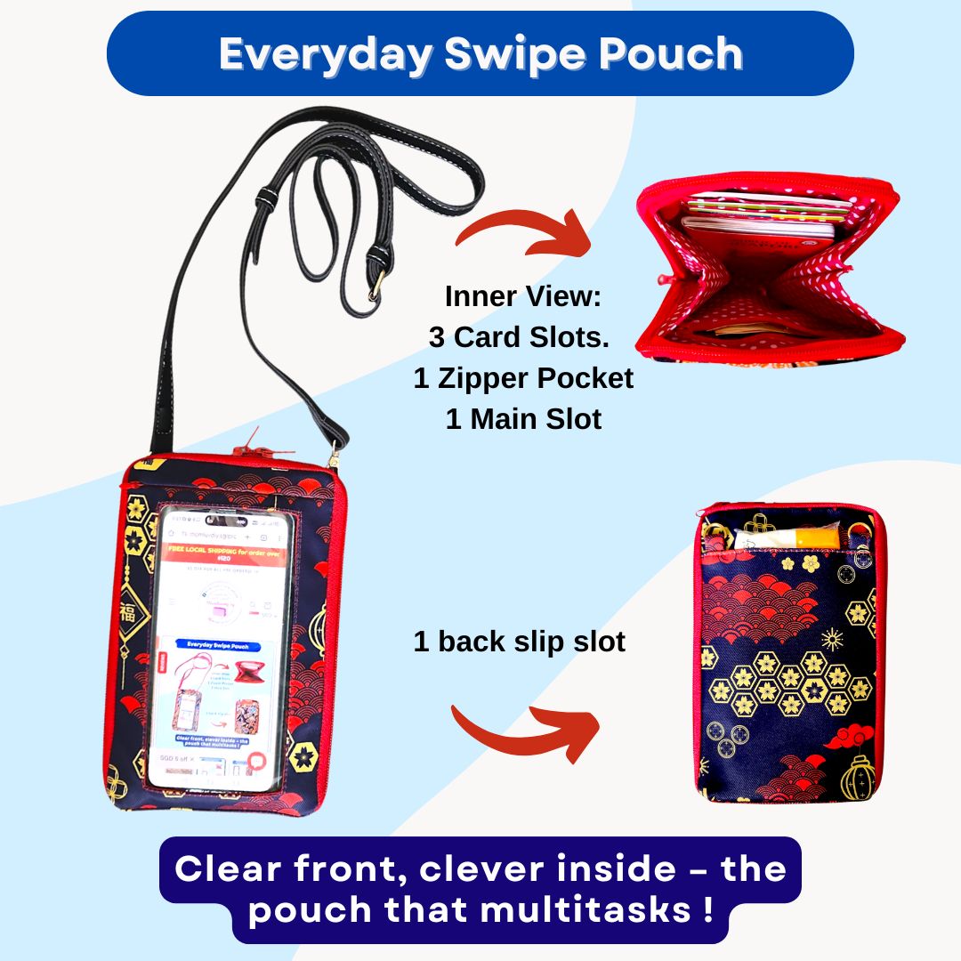 Everyday Swipe Travel Pouch | Smartphone Sling 1B02 (CNY Black)