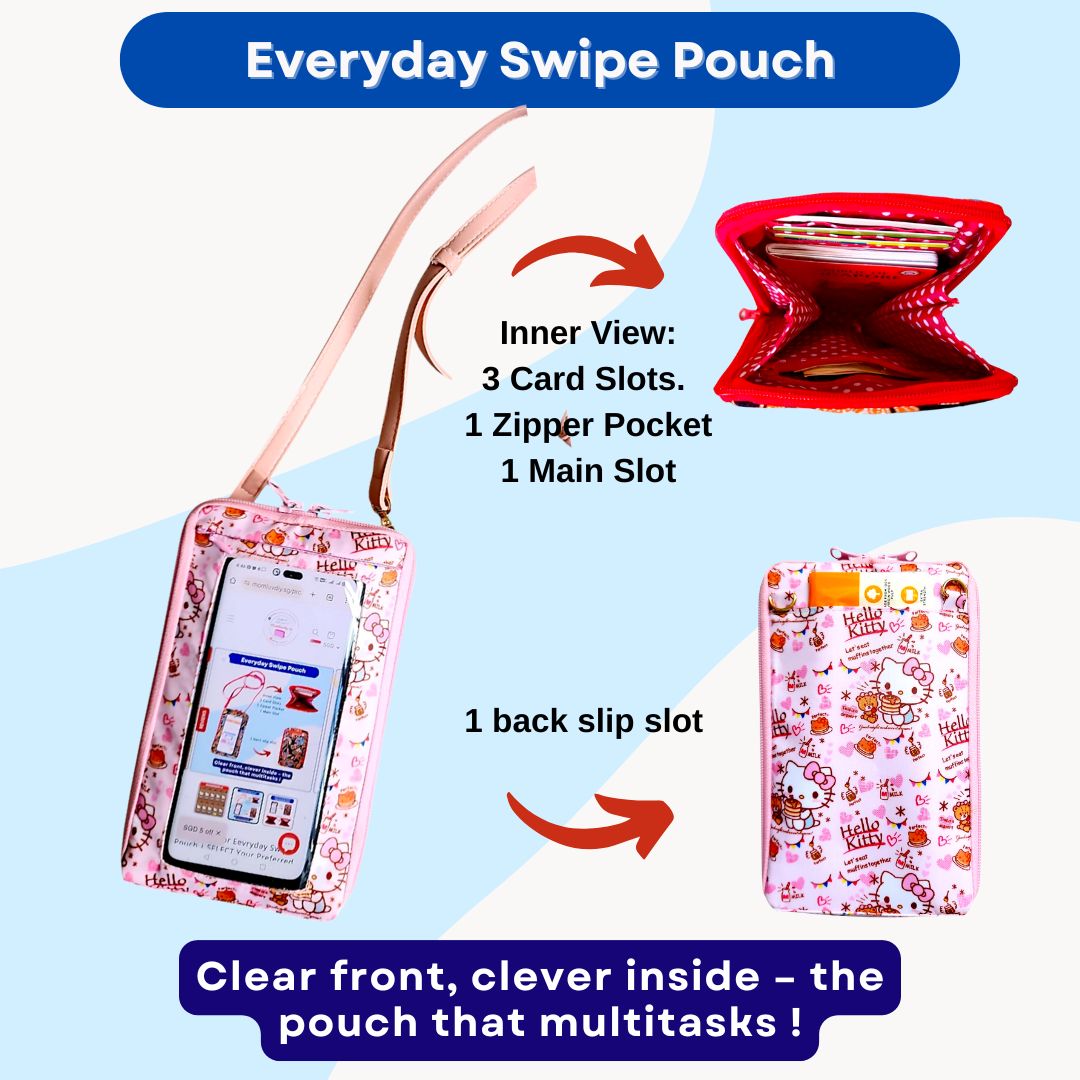 Everyday Swipe Travel Pouch | Smartphone Sling 1B04 (Pink HK)