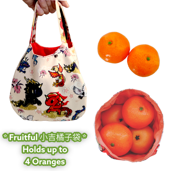 Mandarin Orange Carrier | Orange Bag up to 8 Oranges | Chinese New Year Carrier | Orange Carrier Unicorn Design 31B34