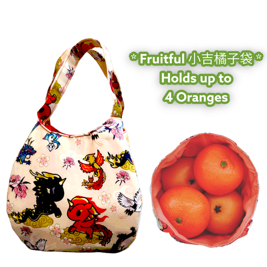 Mandarin Orange Carrier | Orange Bag up to 8 Oranges | Chinese New Year Carrier | Orange Carrier Unicorn Design 31B34
