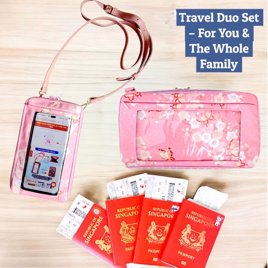 Everyday Swipe Travel Pouch | Smartphone Sling 1B06 (Pink Butterfly)