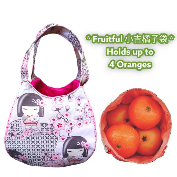 Mandarin Orange Carrier | Orange Bag up to 8 Oranges | Chinese New Year Carrier | Orange Carrier Kimidoll Design 31B36