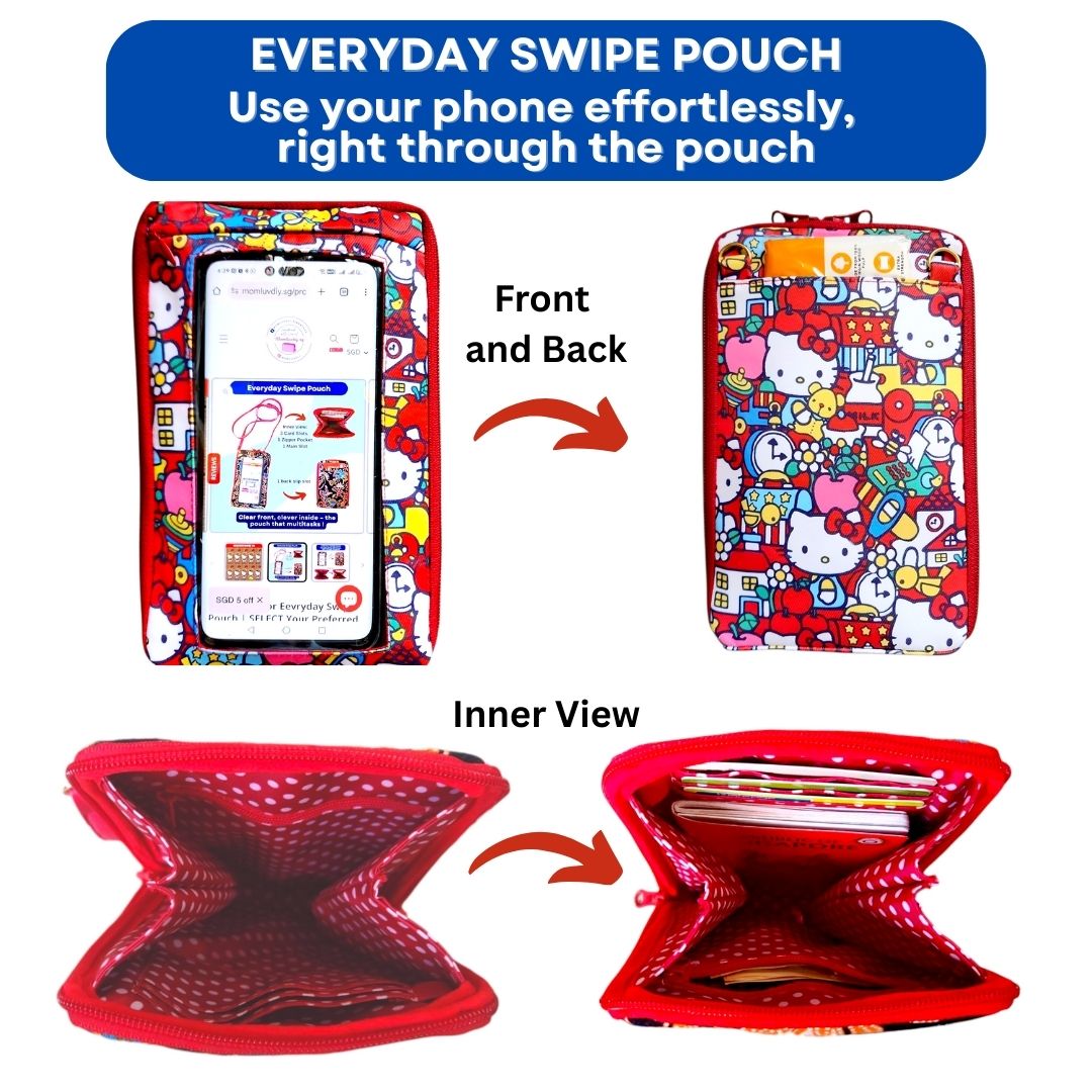 Everyday Swipe Travel Pouch | Smartphone Sling 1B07 (Red HK)