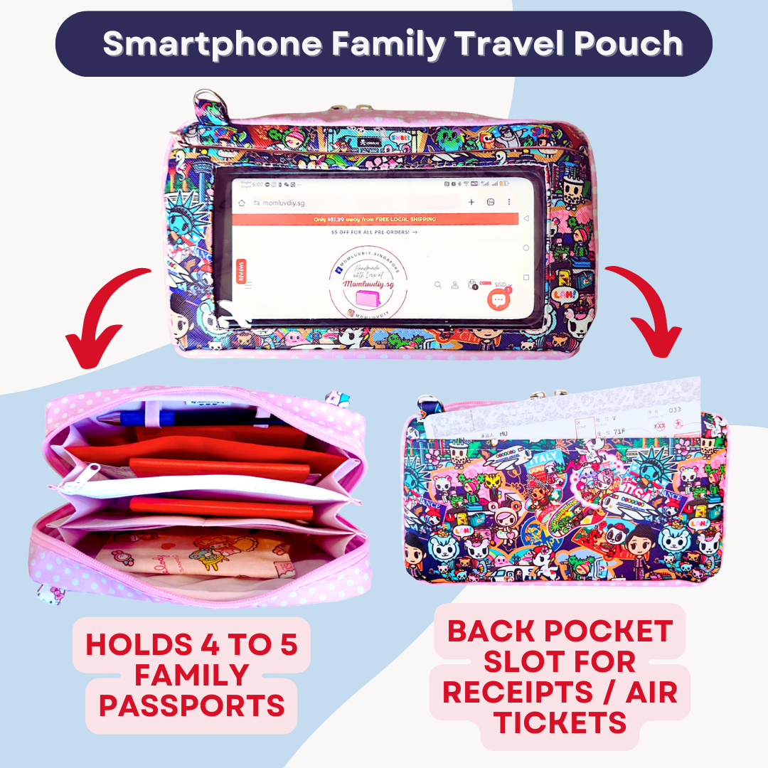 Smartphone Family Travel Pouch | Spacious Organizer 100 Red Packets | Smartphone Organiser 3B12 (TKDK SIA)