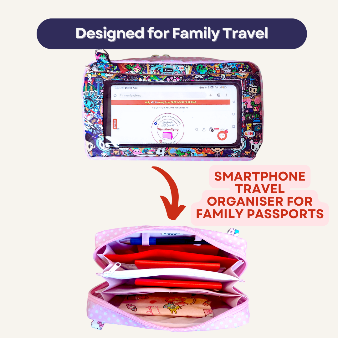 Smartphone Family Travel Pouch | Spacious Organizer 100 Red Packets | Smartphone Organiser 3B12 (TKDK SIA)