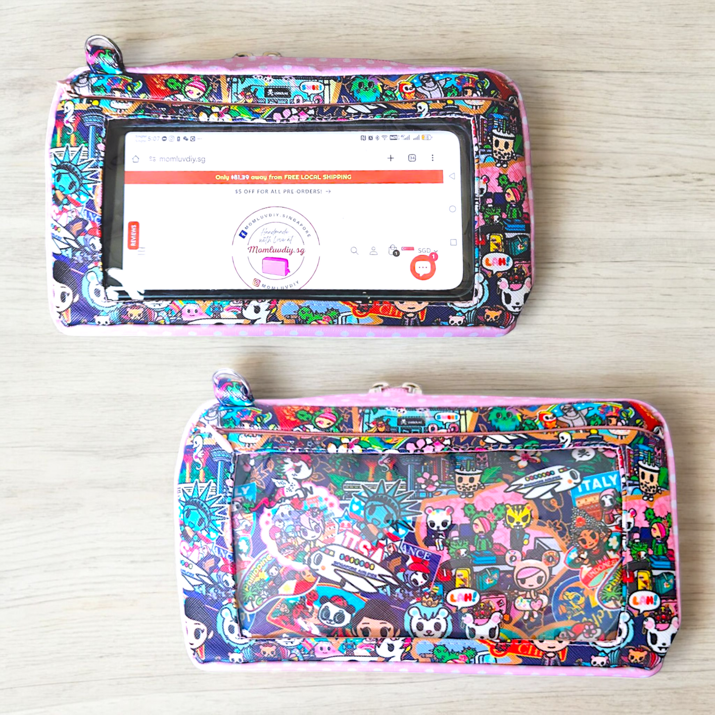 Smartphone Family Travel Pouch | Spacious Organizer 100 Red Packets | Smartphone Organiser 3B12 (TKDK SIA)