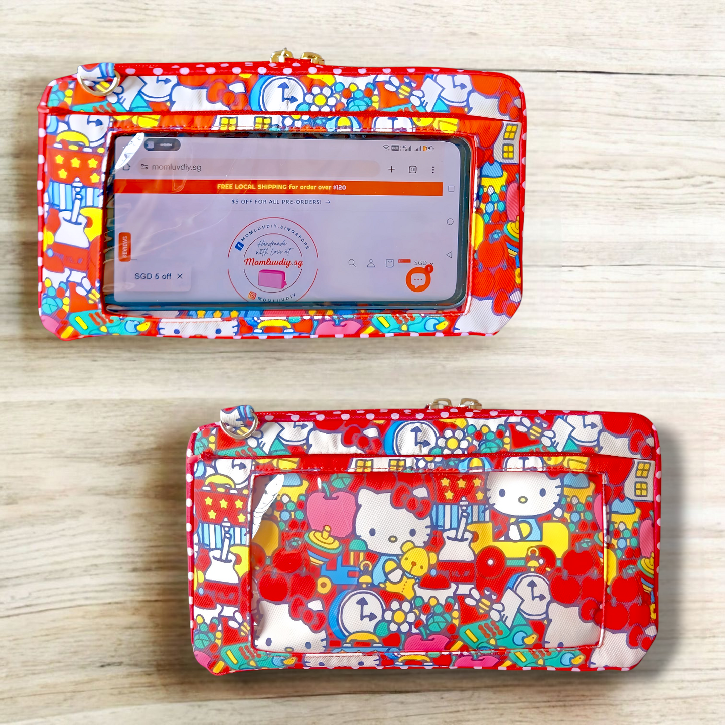 Smartphone Family Travel Pouch | Family Passport Organiser | Smartphone Organiser 3B13 (Red HK)