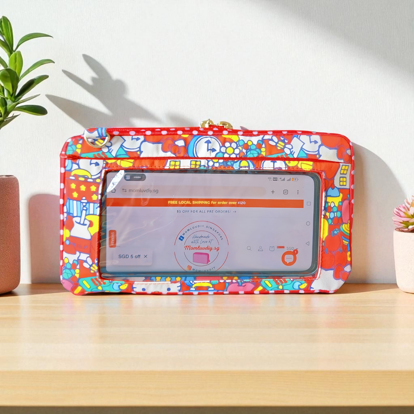 Smartphone Family Travel Pouch | Family Passport Organiser | Smartphone Organiser 3B13 (Red HK)