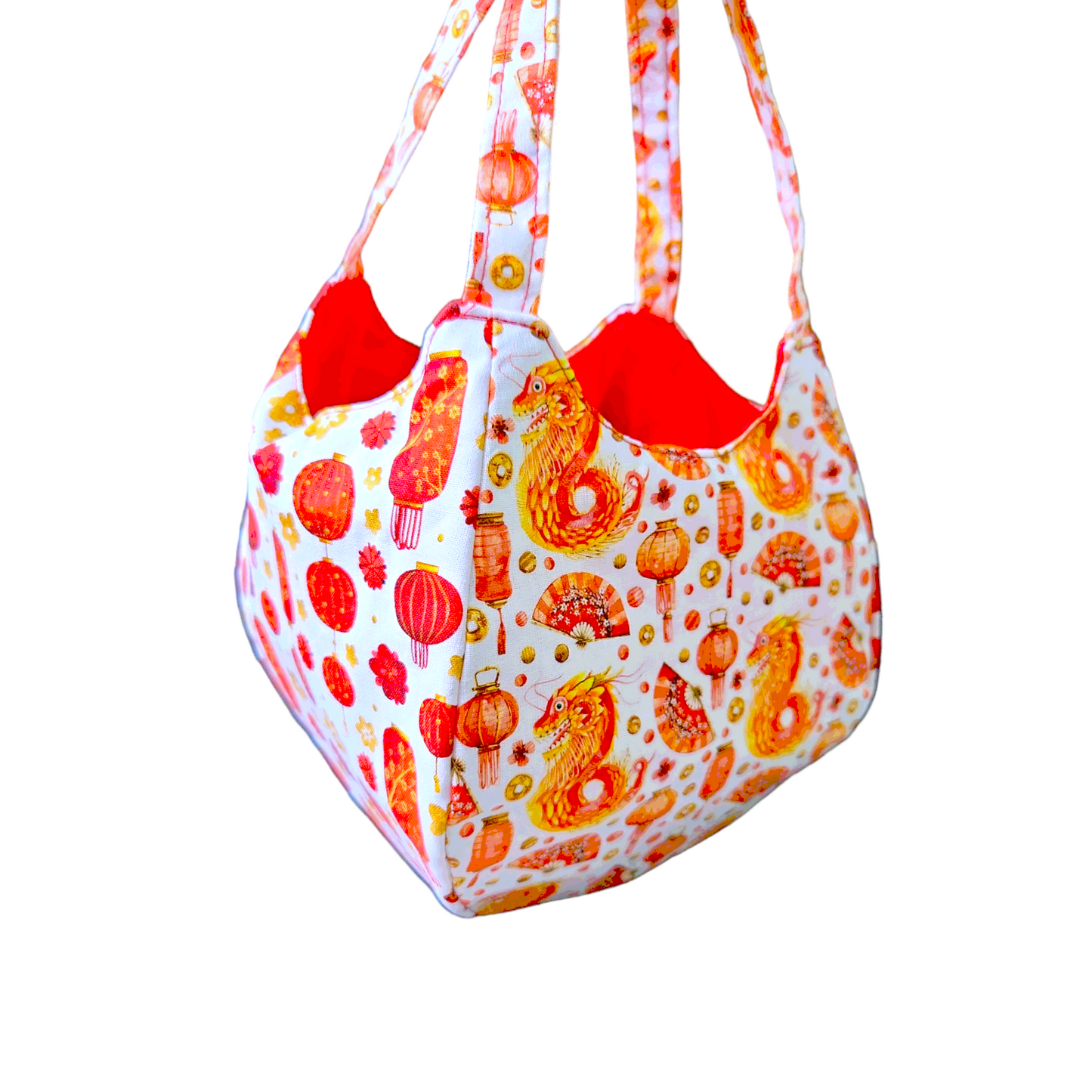 Mandarin Orange Carrier | Orange Bag up to 8 Oranges | Chinese New Year Carrier | Orange Carrier CNY Dragon Design 31B43