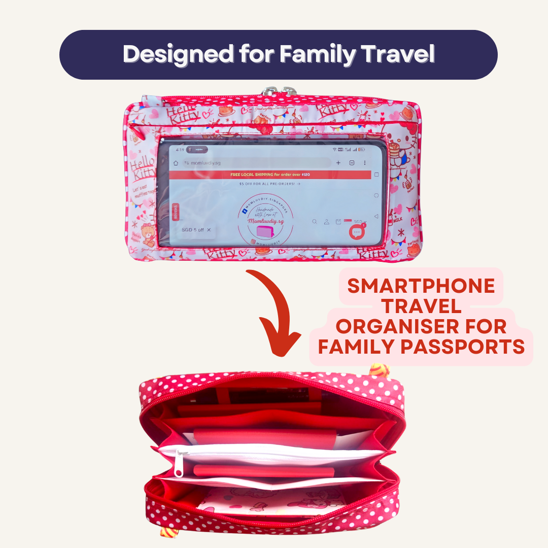Smartphone Family Travel Pouch | Family Passport Organiser | Smartphone Organiser 3B15 (White HK)