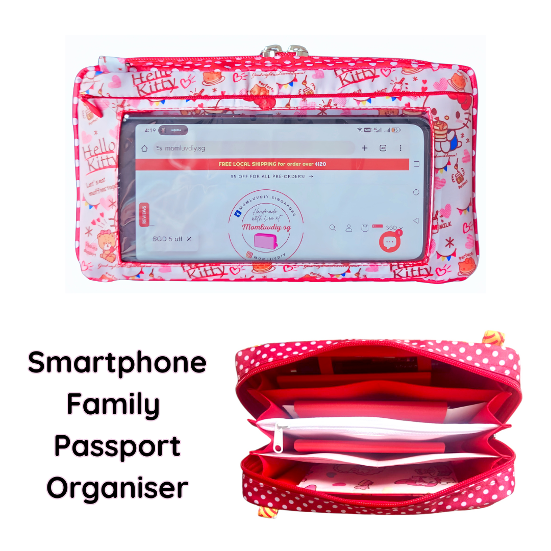 Smartphone Family Travel Pouch | Family Passport Organiser | Smartphone Organiser 3B15 (White HK)