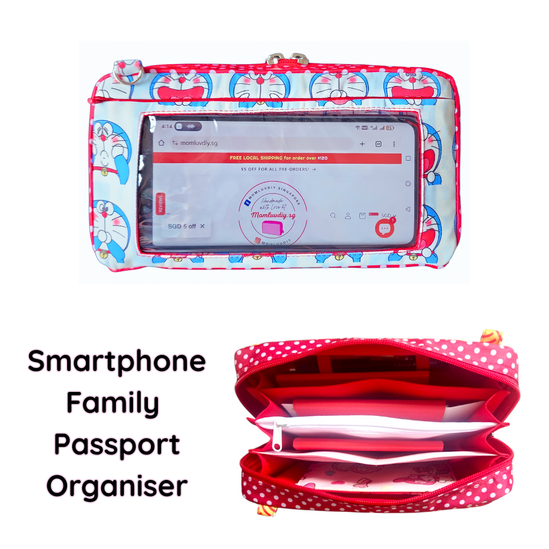 Smartphone Family Travel Pouch | Family Passport Organiser | Smartphone Organiser 3B16 (Doremon)