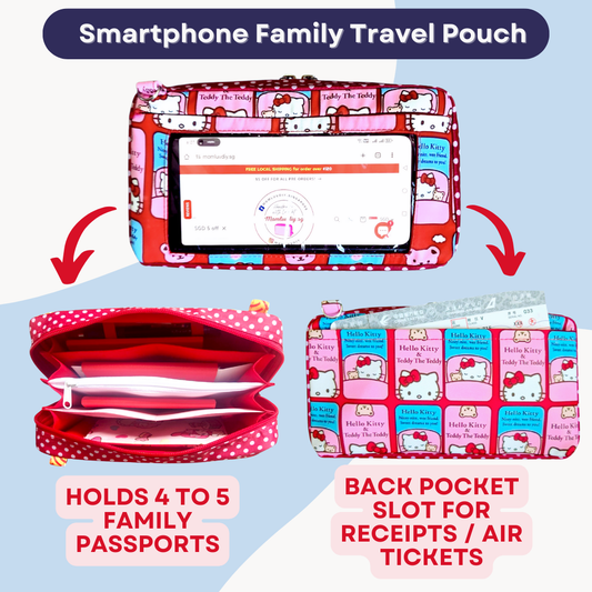 Smartphone Family Travel Pouch | Spacious Organizer 100 Red Packets | Smartphone Organiser 3B07 (Red HK)