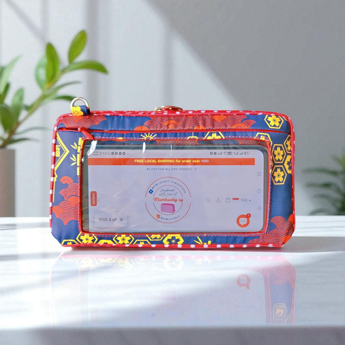Smartphone Family Travel Pouch | Family Passport Organiser | Smartphone Organiser 3B19 (Black CNY Lantern)