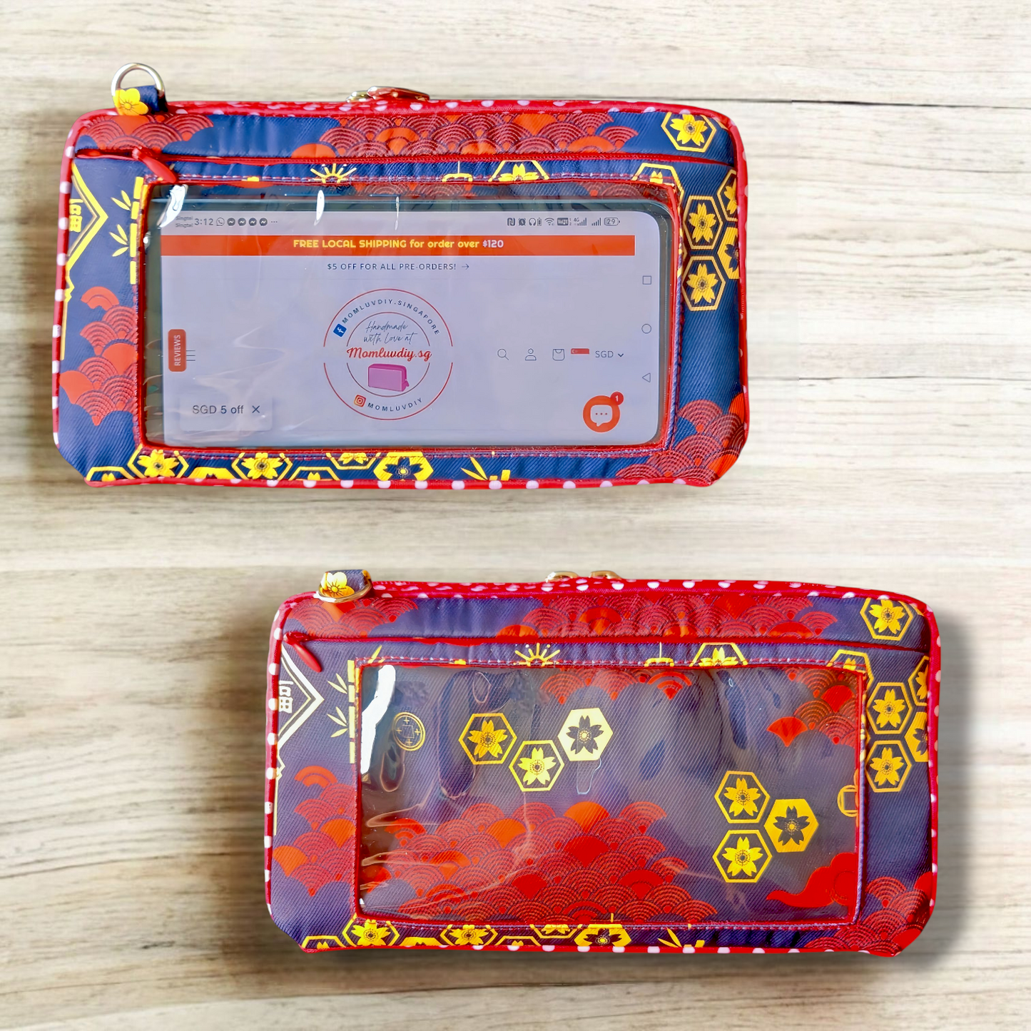 Smartphone Family Travel Pouch | Family Passport Organiser | Smartphone Organiser 3B19 (Black CNY Lantern)
