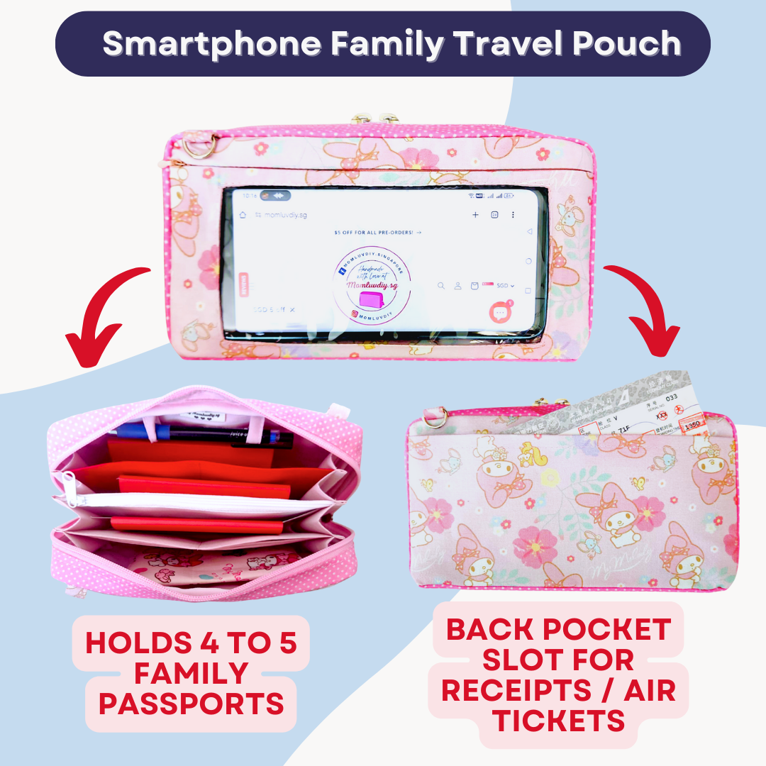 Smartphone Family Travel Pouch | Spacious Organizer 100 Red Packets | Smartphone Organiser 3B11 (Melody)