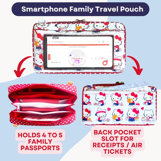 Smartphone Family Travel Pouch | Spacious Organizer 100 Red Packets | Smartphone Organiser 3B06 (Cream HK)