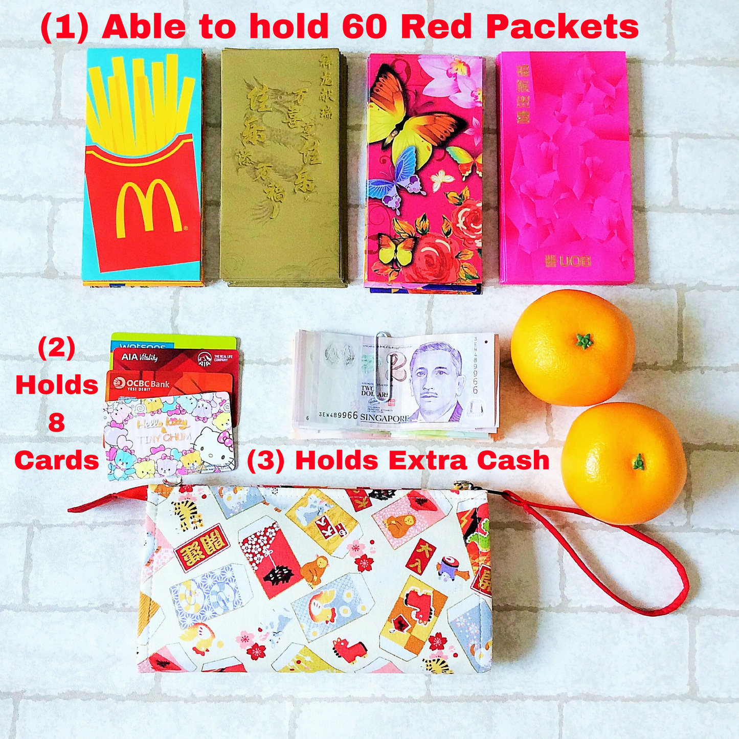 SLIM Red Packet Organizer | Ang Pow Organiser | Slim Organiser 70 Red Packets | Slim CNY Design 33B45