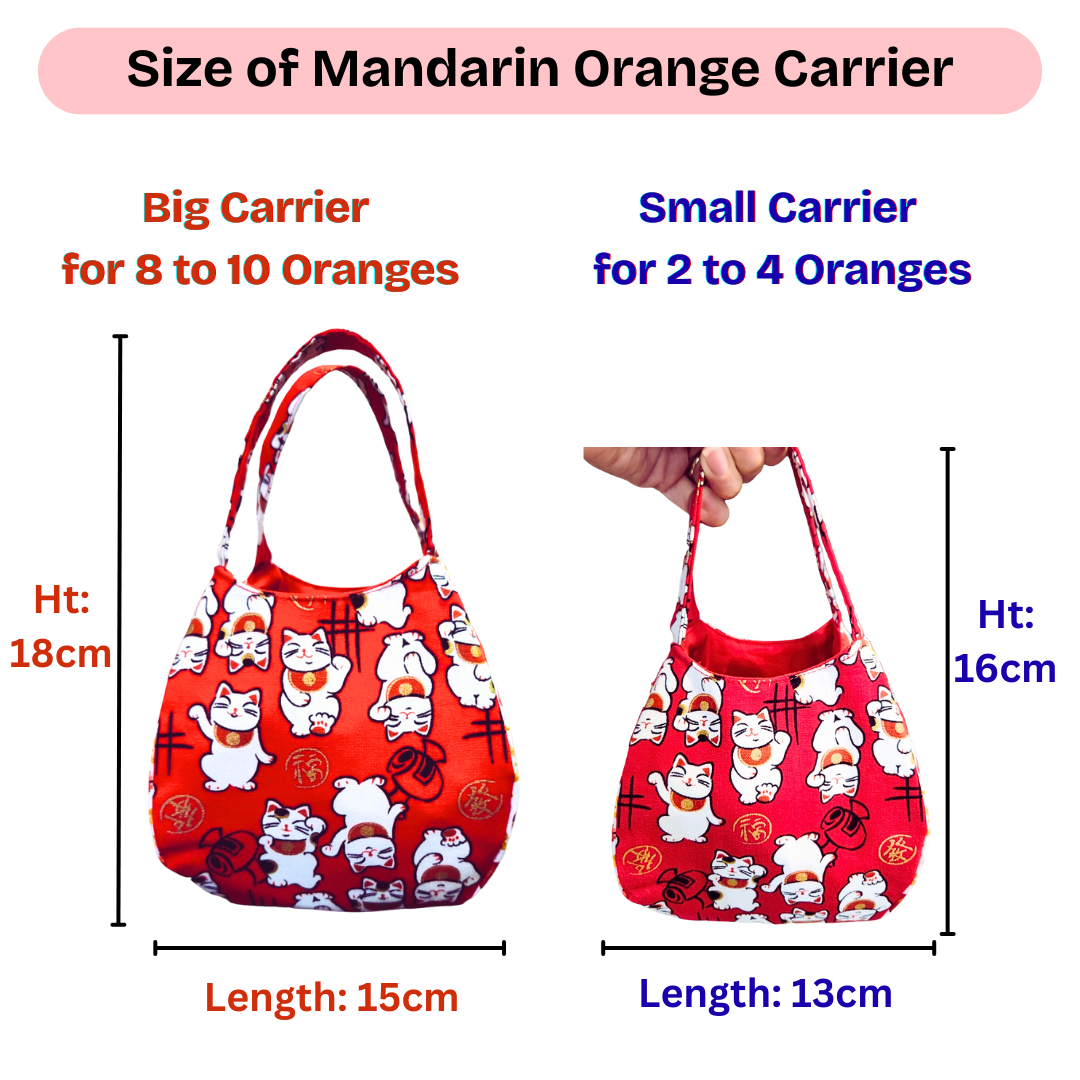 CNY Mandarin Orange Carrier | Reusable Festive Orange Bag | Holds 4 / 8 Oranges | Orange Bag