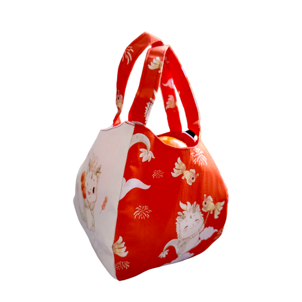 Mandarin Orange Carrier | Orange Bag up to 8 Oranges | Chinese New Year Carrier | Orange Carrier Dragon A Design 31B47