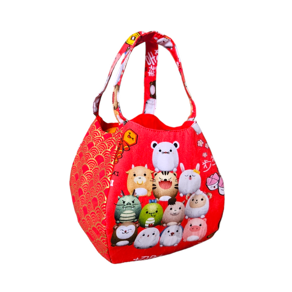 Mandarin Orange Carrier | Orange Bag for 4 to 8 Oranges | Chinese New Year Carrier | Orange Carrier Zodiac Design 31B51