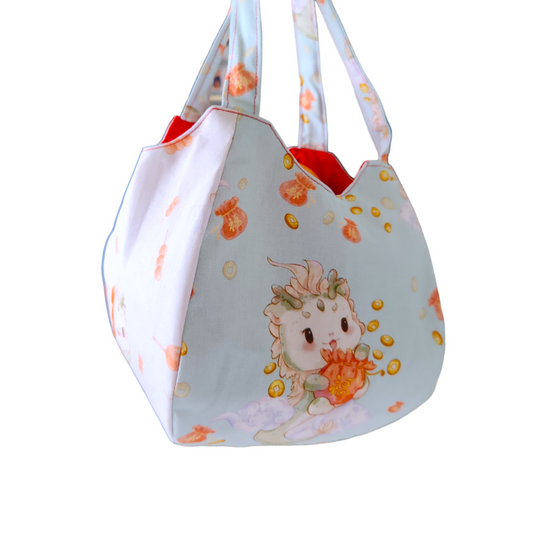 Mandarin Orange Carrier | Orange Bag for 4 to 8 Oranges | Chinese New Year Carrier | Orange Carrier Dragon C Design 31B50
