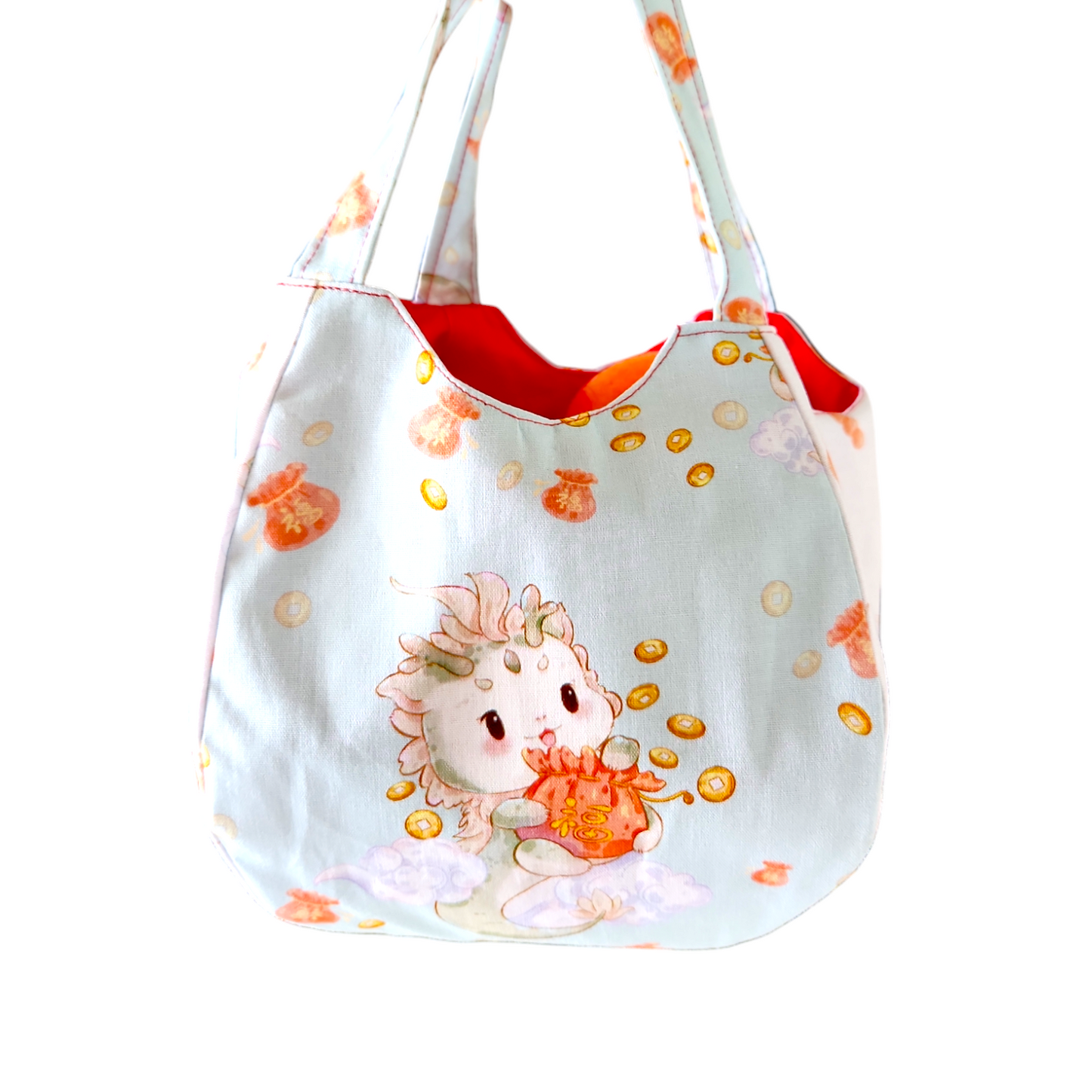Mandarin Orange Carrier | Orange Bag for 4 to 8 Oranges | Chinese New Year Carrier | Orange Carrier Dragon C Design 31B50