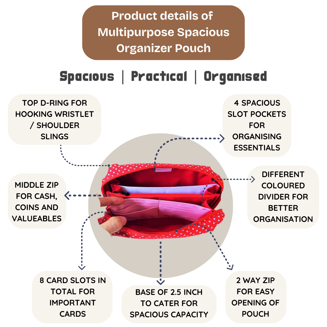 Handmade All-in-One Organizer | Travel Organizer | Stationery Organizer | Passport Organizer | Weekend Pouch | Red Packet Organizer | Super Organizer 1B11