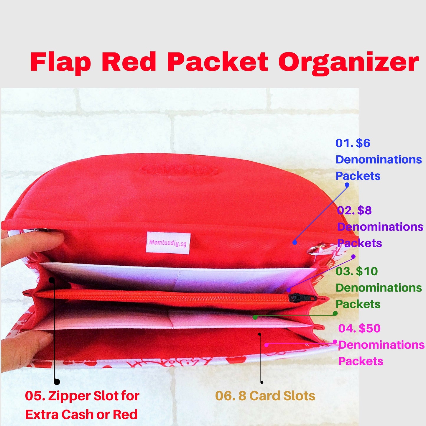 FLAP Ang Bao Organizer | Pouch for Red Packets | Flap Organiser 50 Red Packets | Flap TKDK Design 33B52