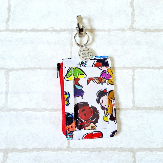 Teacher's Day Gift | Clear Card Holder Pouch with charm | Handy Card Pouch Design 9 Princess