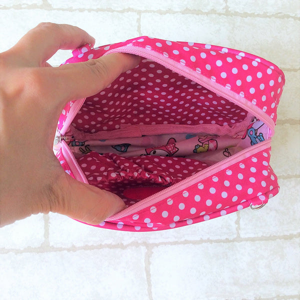 ROOMY WET AND DRY Pocket Tissue cum Cosmetic Pouch | WET AND DRY Pocket Tissue Pouch | Cosmetic Pocket Wet and Dry Pink Ballerina Design 8B07