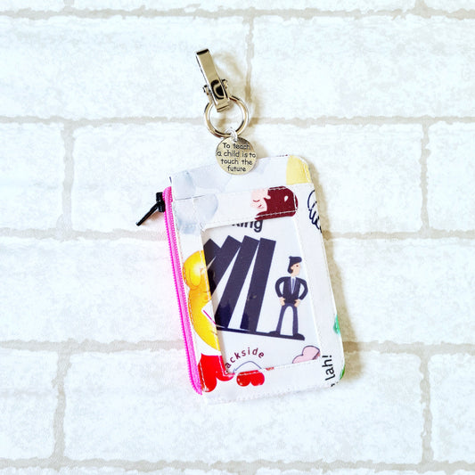 Teacher's Day Gift | Clear Card Holder Pouch with charm | Handy Card Pouch Design 11 SG