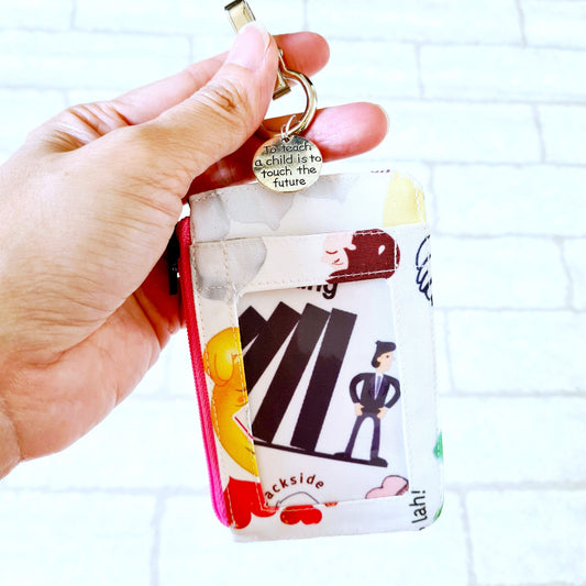 Teacher's Day Gift | Clear Card Holder Pouch with charm | Handy Card Pouch Design 11 SG