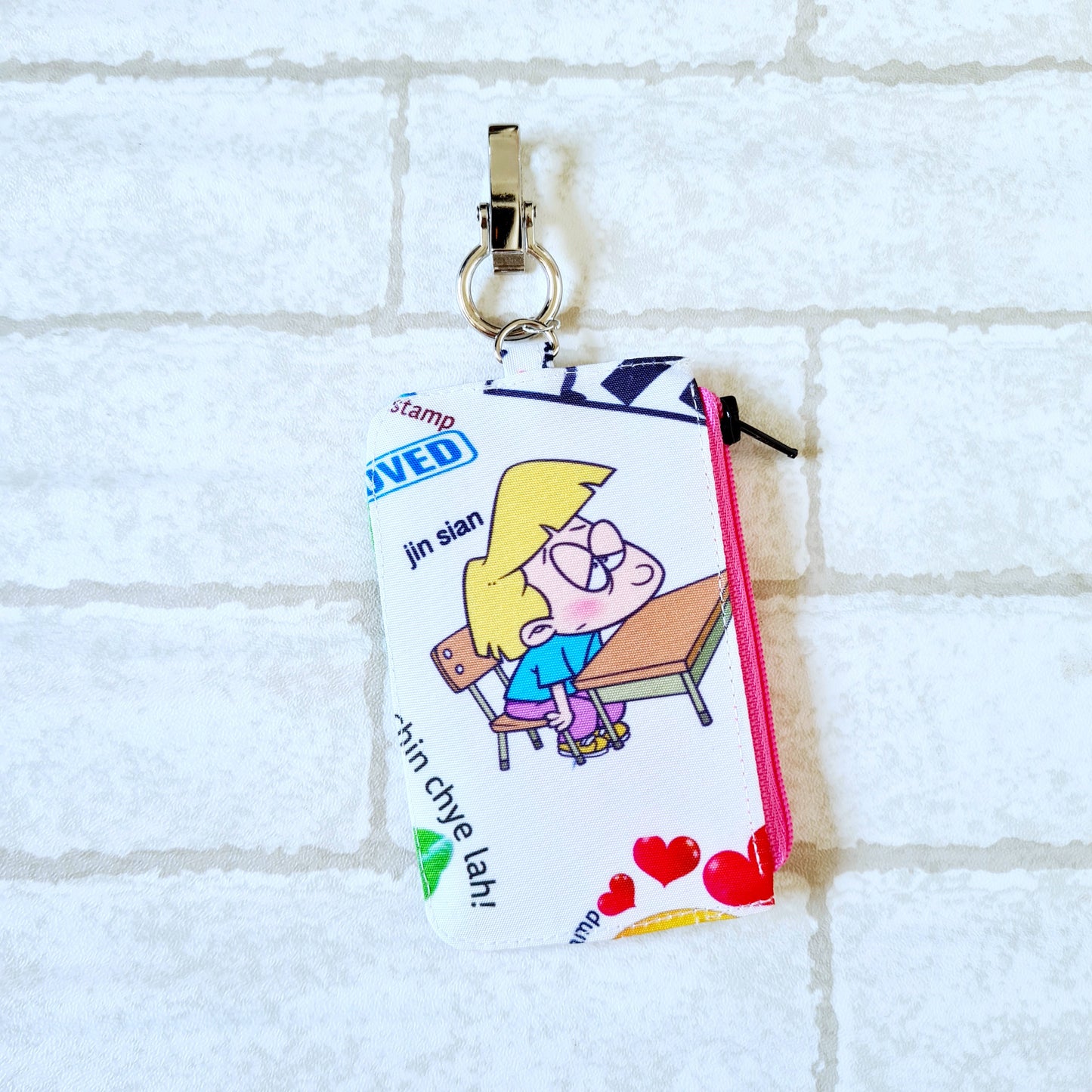 Teacher's Day Gift | Clear Card Holder Pouch with charm | Handy Card Pouch Design 11 SG