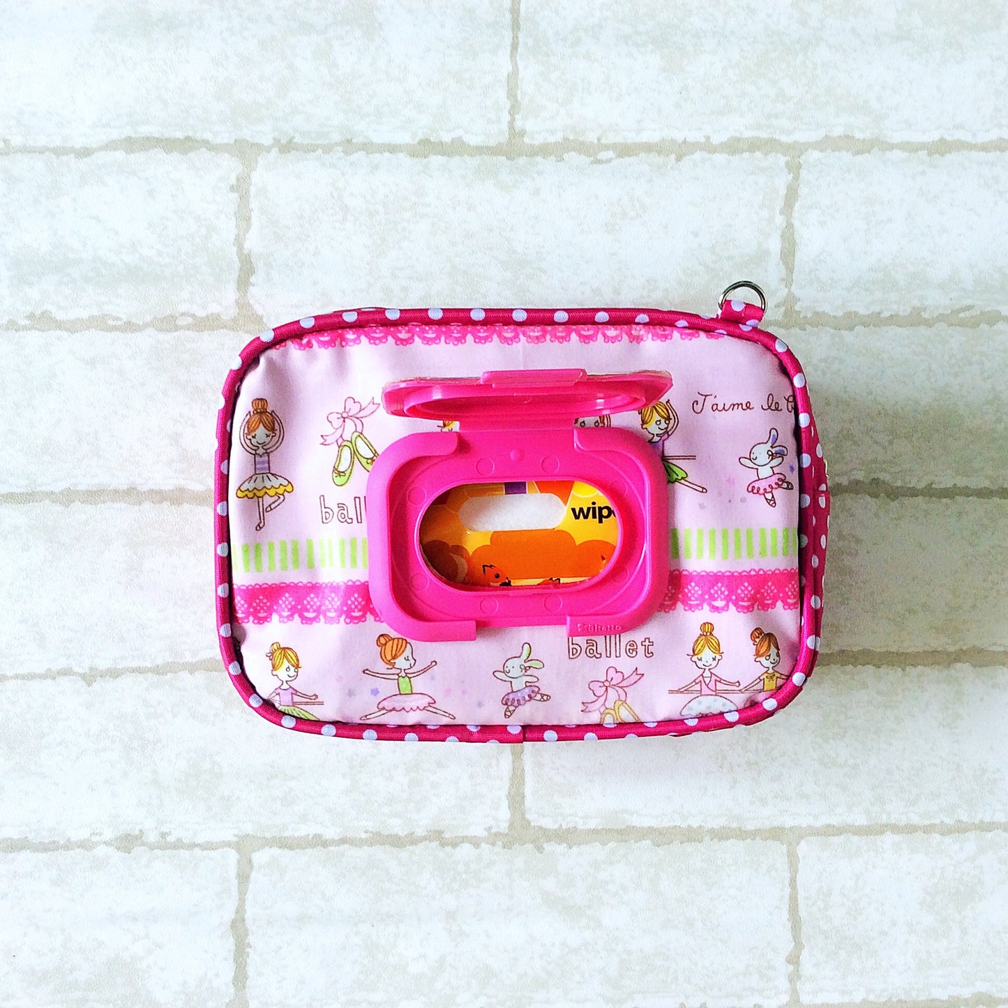 ROOMY WET AND DRY Pocket Tissue cum Cosmetic Pouch | WET AND DRY Pocket Tissue Pouch | Cosmetic Pocket Wet and Dry Pink Ballerina Design 8B07