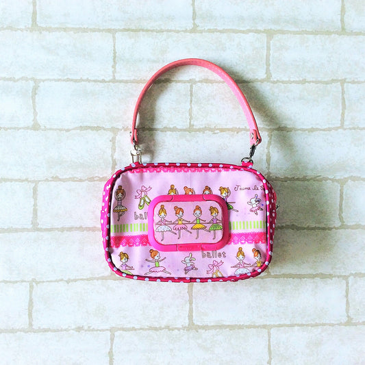 ROOMY WET AND DRY Pocket Tissue cum Cosmetic Pouch | WET AND DRY Pocket Tissue Pouch | Cosmetic Pocket Wet and Dry Pink Ballerina Design 8B07