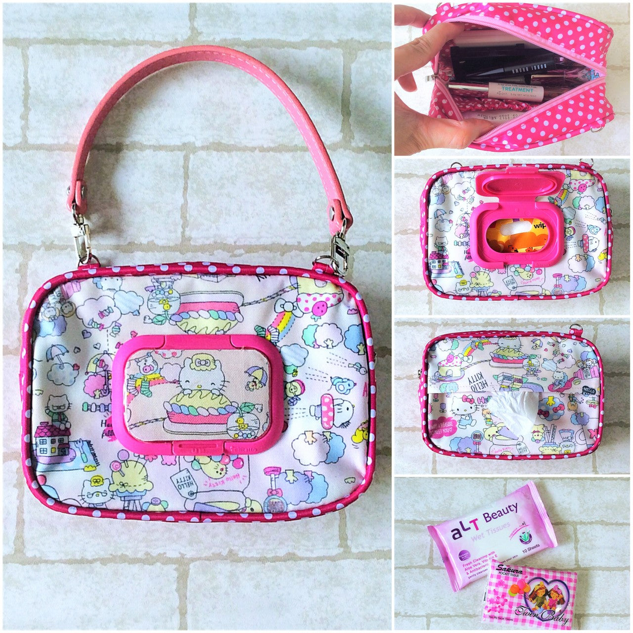 ROOMY WET AND DRY Pocket Tissue cum Cosmetic Pouch | WET AND DRY Pocket Tissue Pouch | Cosmetic Pocket Wet and Dry HK Design 8B08