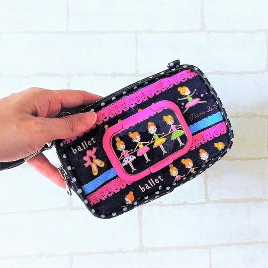 SLIM WET AND DRY Pocket Tissue Wallet Pouch | WET AND DRY Pocket Tissue Pouch | SLIM Pocket Wet and Dry Black Ballerina Design 8B01