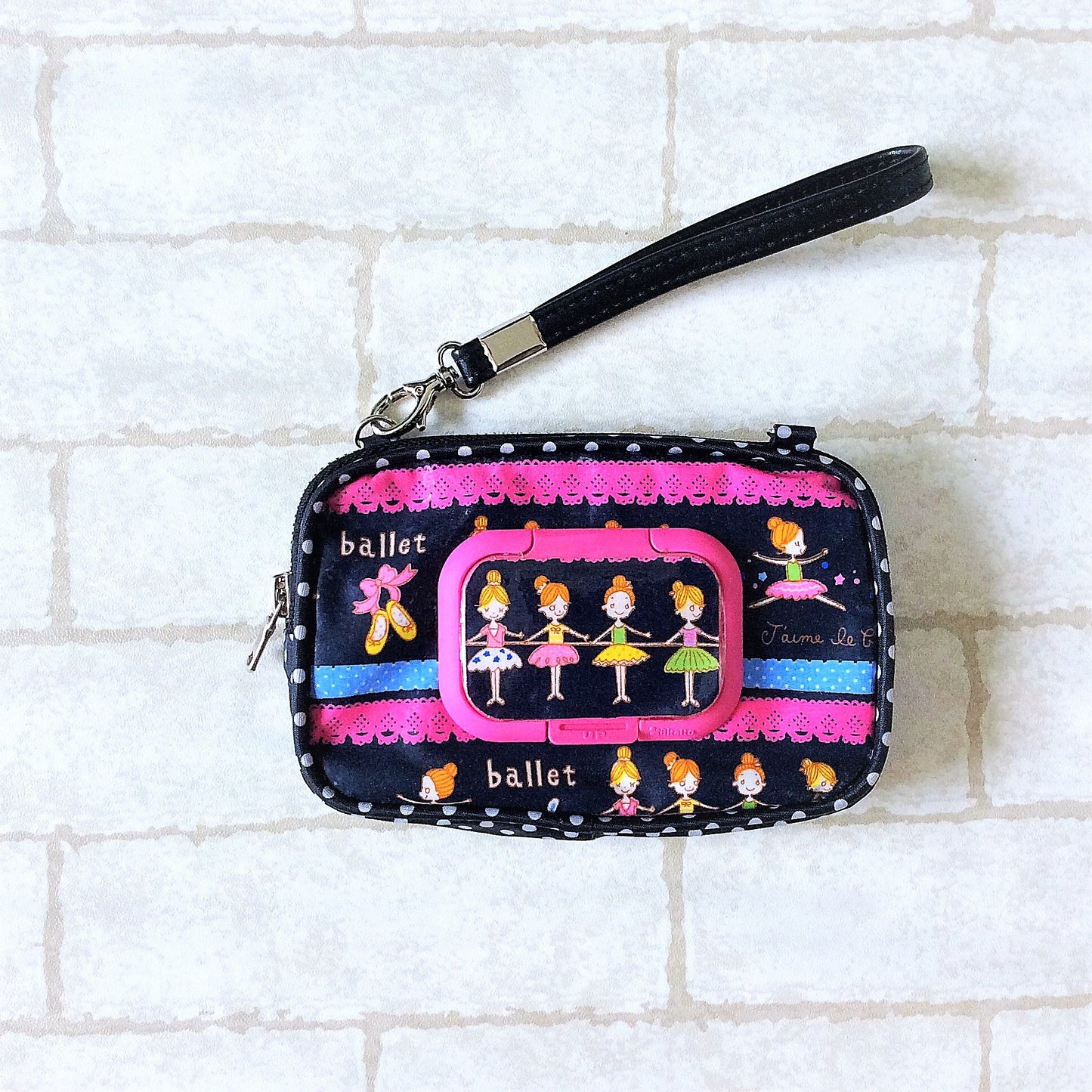 SLIM WET AND DRY Pocket Tissue Wallet Pouch | WET AND DRY Pocket Tissue Pouch | SLIM Pocket Wet and Dry Black Ballerina Design 8B01