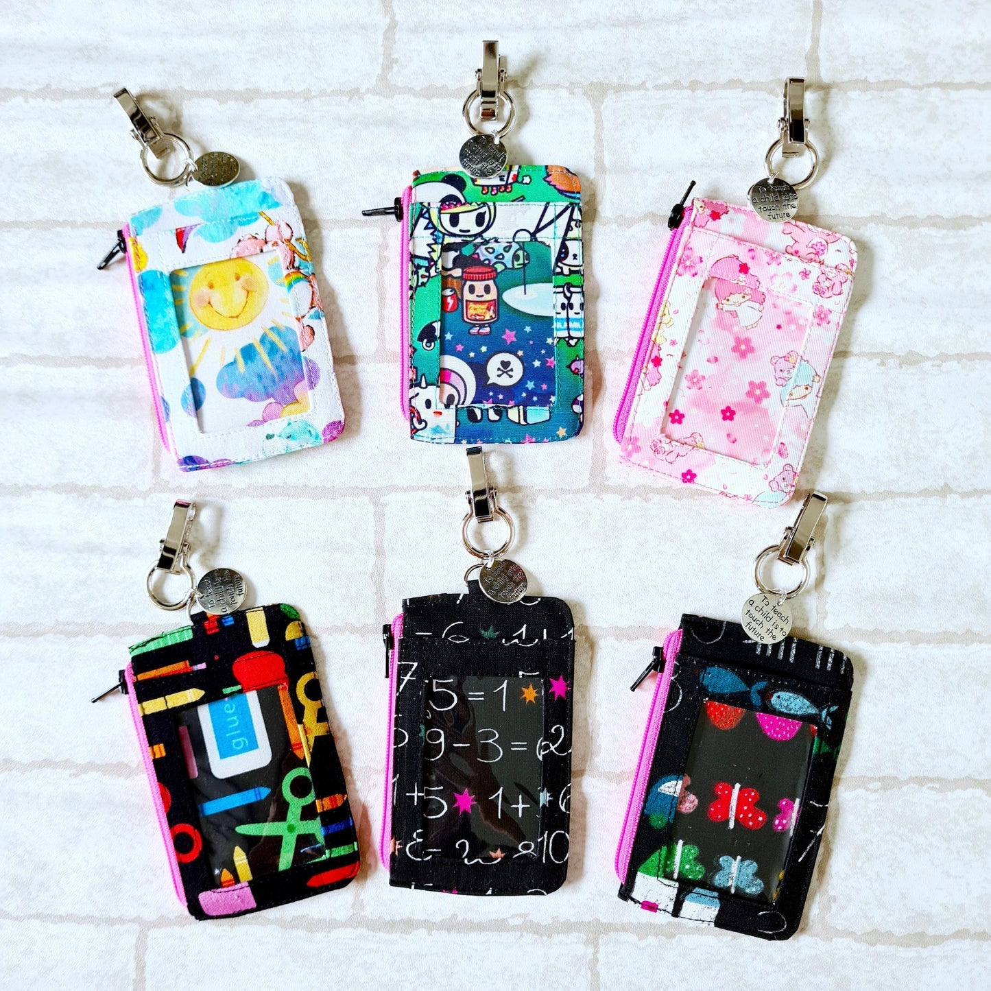 Teacher's Day Gift | Clear Card Holder Pouch with charm | Handy Card Pouch Design 11 SG