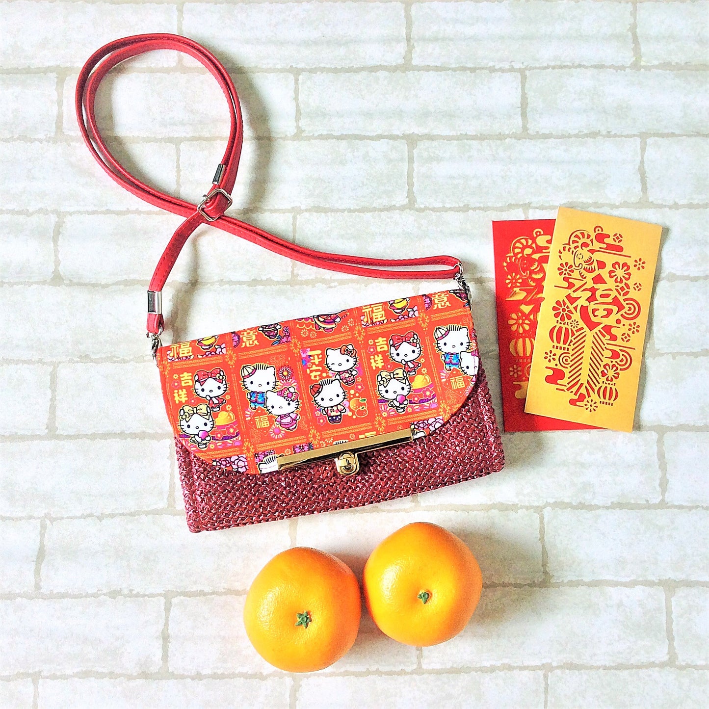 Elegant Sling Ang Bao Organizer with shoulder sling | Flap Pouch for Red Packets | Sling Organiser 40 Red Packets | Elegant Sling HK Design 22B26