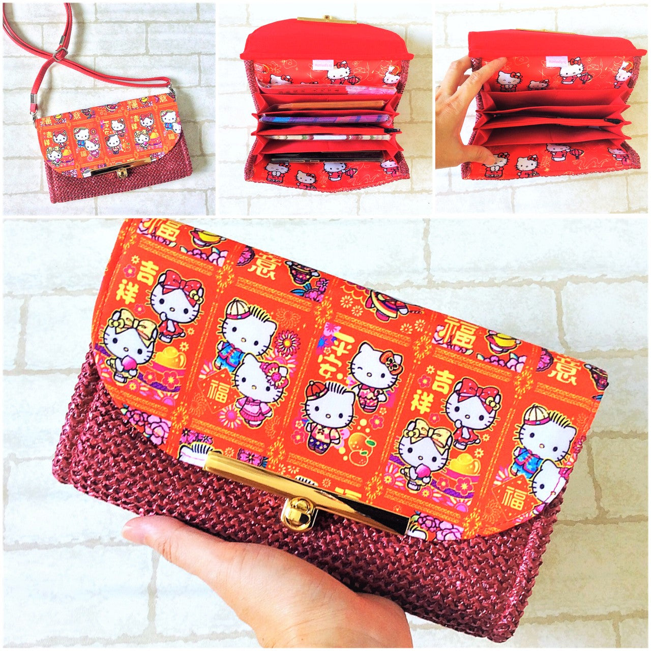 Elegant Sling Ang Bao Organizer with shoulder sling | Flap Pouch for Red Packets | Sling Organiser 40 Red Packets | Elegant Sling HK Design 22B26