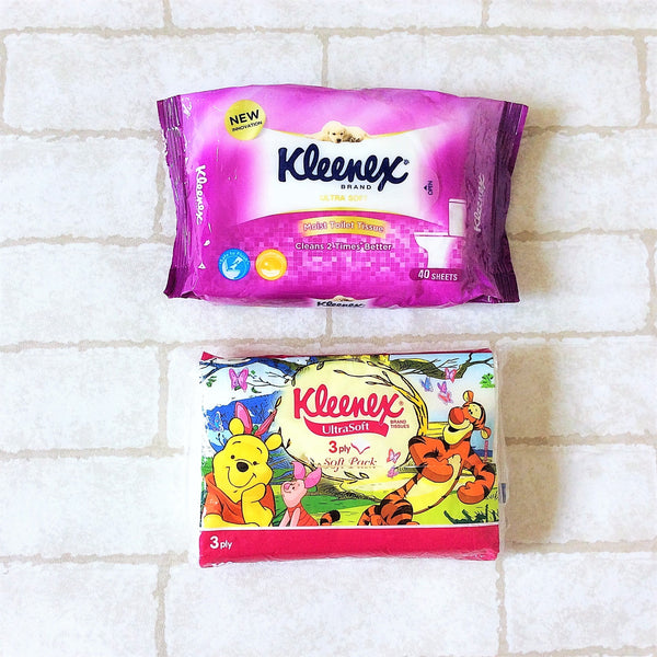Kleenex WET AND DRY Tissue Holder | Kleenex Tissue 2in1 Pouch | Kleenex Wet and Dry Pink Little Missy Design 8B13