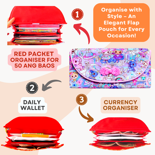 FLAP Ang Bao Organizer |  Pouch for Red Packets | Flap Organiser 50 Red Packets | Flap TKDK Design 33B50