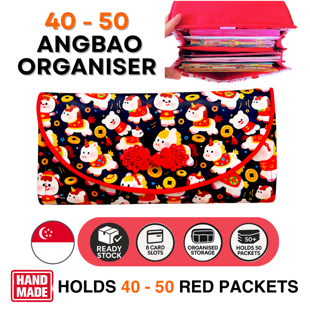 Flap Red Packet Organizer Holds 50 Ang Baos | Ang Bao Organiser | CNY Organiser for 50 Red Packets