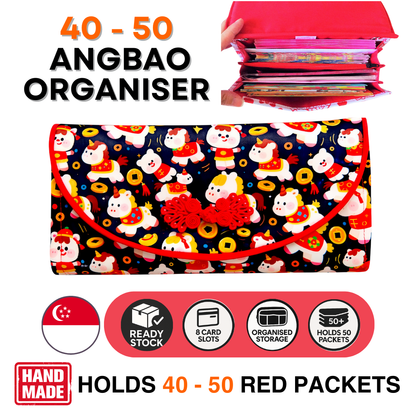 Flap Red Packet Organizer Holds 50 Ang Baos | Ang Bao Organiser | CNY Organiser for 50 Red Packets