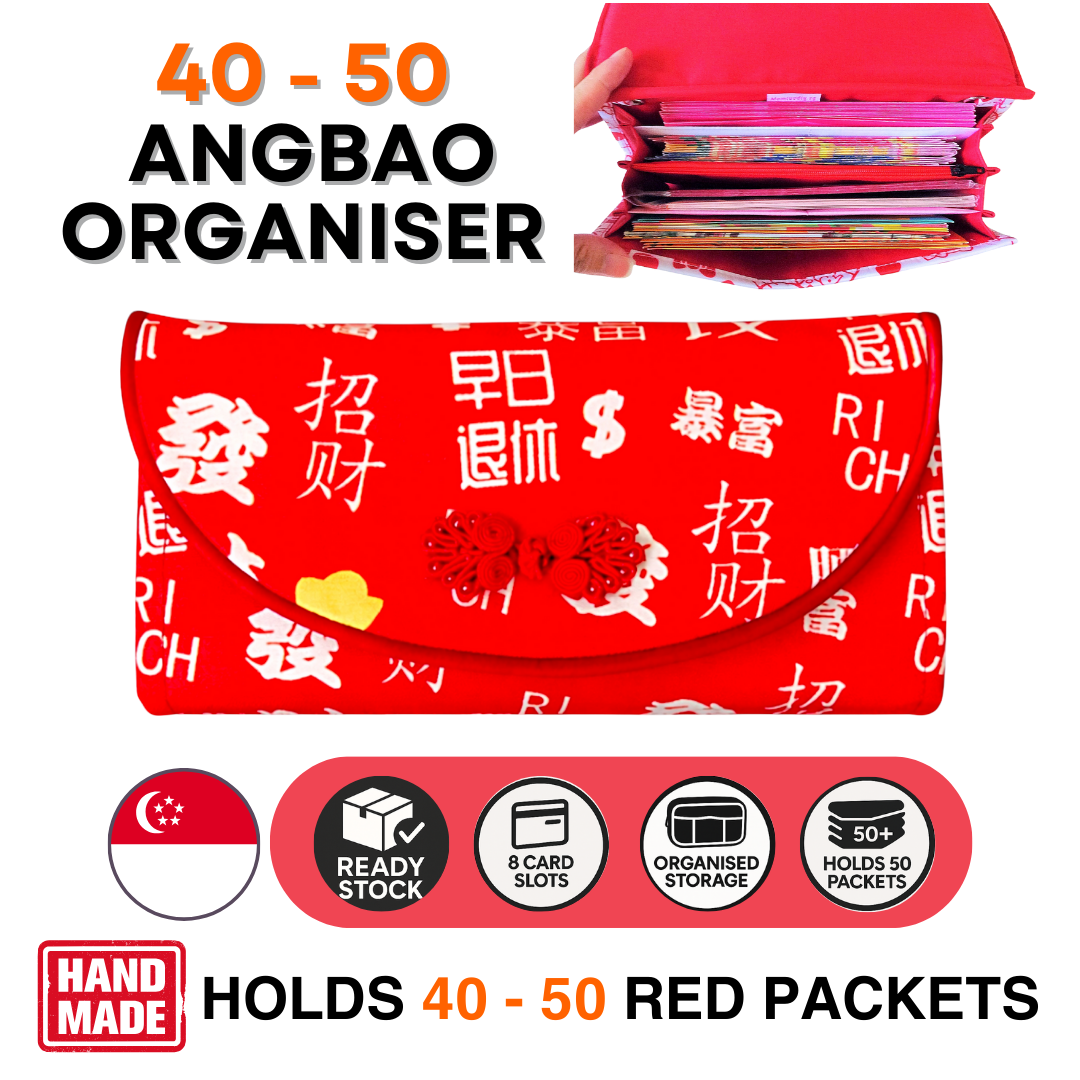 Flap Red Packet Organizer Holds 50 Ang Baos | Ang Bao Organiser | CNY Organiser for 50 Red Packets