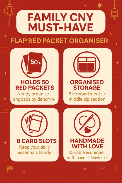 FLAP Ang Bao Organizer | Pouch for Red Packets | Flap Organiser 50 Red Packets | Flap TKDK Design 33B52
